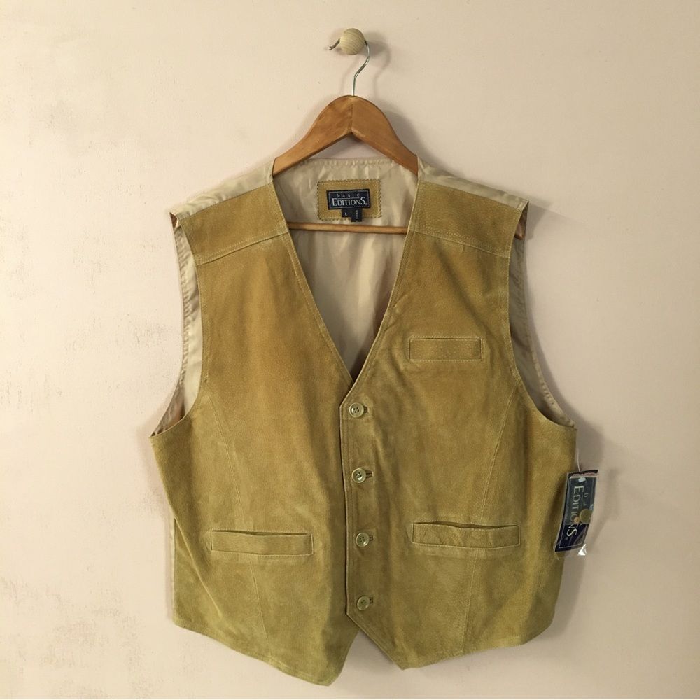 Vintage Basic Editions NWT Men's Tannish Gold Leather Vest Size L